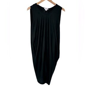 Helmut Lang Black Draped Jersey Sync Sleeveless Dress